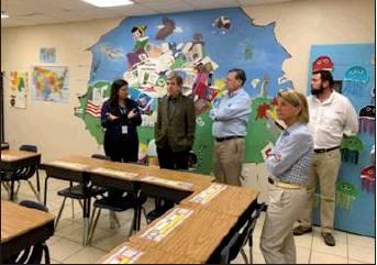 Senator Blunt, Congressman Cole and Senator Capito visit a classroom at an ORR facility in San Benito, Texas, where unaccompanied children attend school while awaiting longer-term placement.